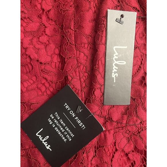 Lulus Everly Wine Red Lace Maxi Dress Size M Romantic Prom Formal Bridesmaid NWT - Picture 5 of 13